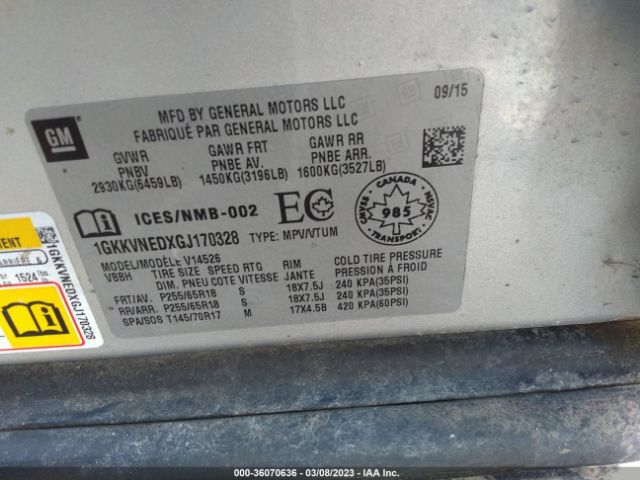 1GKKVNEDXGJ170328 GMC ACADIA SLE