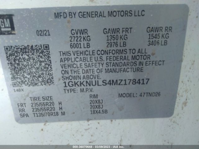 1GKKNULS4MZ178417 GMC ACADIA SLT
