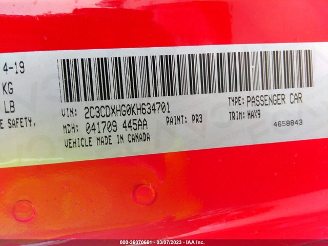 Dodge CHARGER GT 2019 2C3CDXHG0KH634701 Image 11