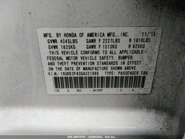 19UDE2F80GA021996 Acura Ilx W/premium