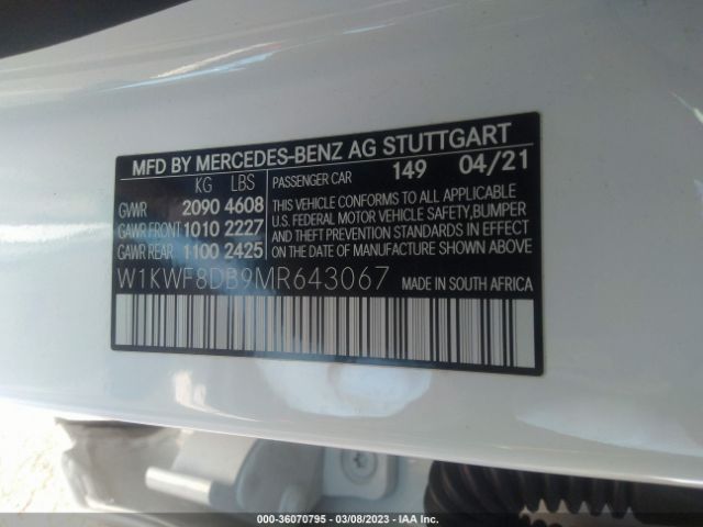 W1KWF8DB9MR643067 Mercedes-Benz C-class C 300