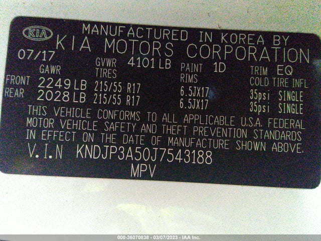 KIA SOUL + 2018 KNDJP3A50J7543188 Image 10