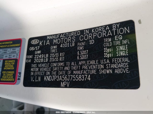 KIA SOUL + 2018 KNDJP3A56J7558374 Image 9