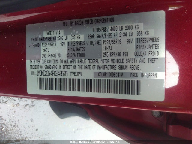 Mazda Cx-5 Grand Touring 2015 JM3KE2DY4F0549576 Image 10