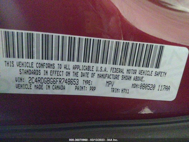 Dodge Grand Caravan American Value Pkg 2015 2C4RDGBG6FR748653 Image 9