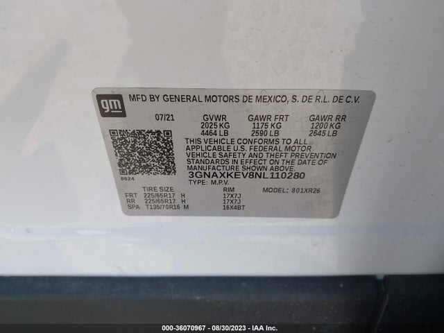 Chevrolet EQUINOX LT 2022 3GNAXKEV8NL110280 Image 9