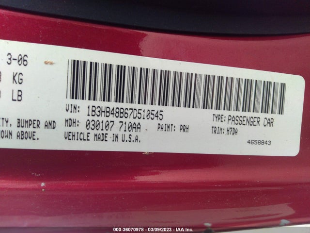 Dodge Caliber Sxt 2007 1B3HB48B67D510545 Image 10