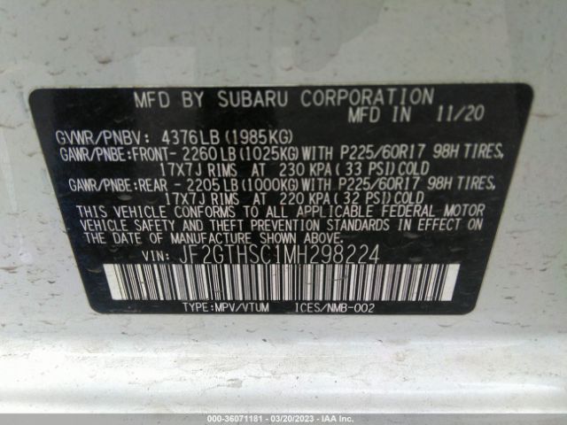 JF2GTHSC1MH298224 Subaru Crosstrek Sport