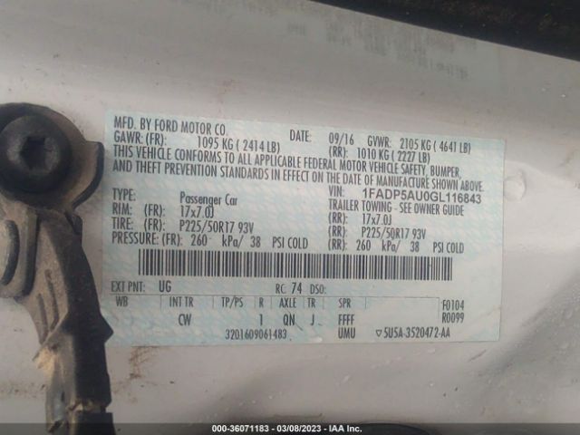 1FADP5AU0GL116843 Ford C-max Hybrid Se