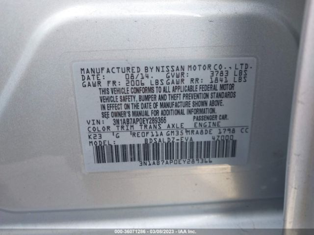 3N1AB7AP0EY289366 Nissan SENTRA SV