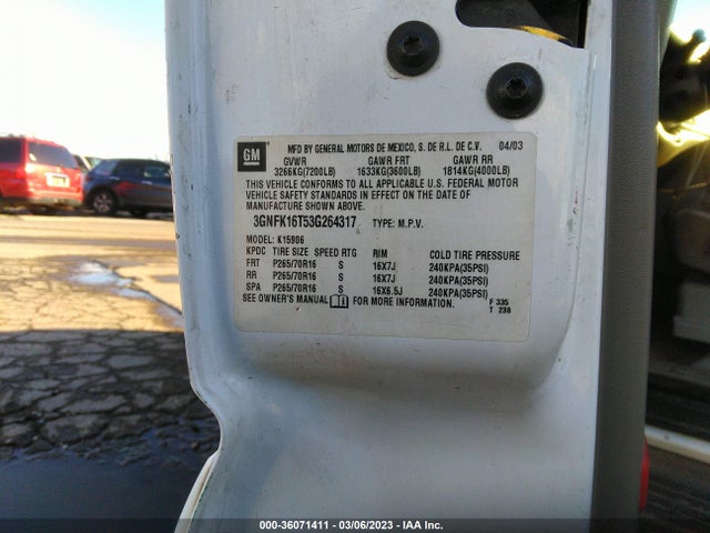 Chevrolet Suburban Lt 2003 3GNFK16T53G264317 Image 10