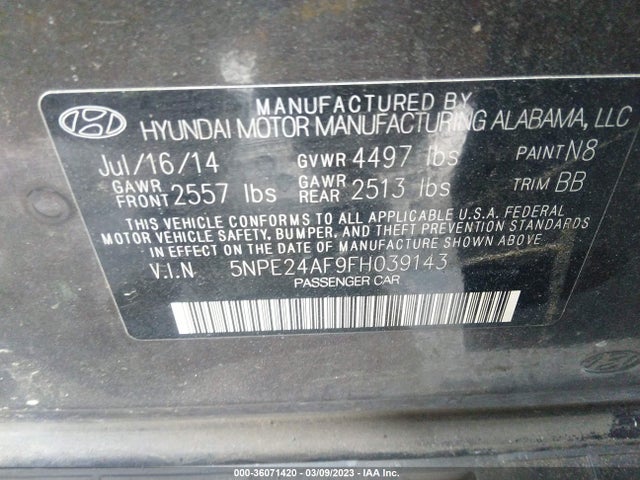 Hyundai Sonata 2015 5NPE24AF9FH039143 Image 21