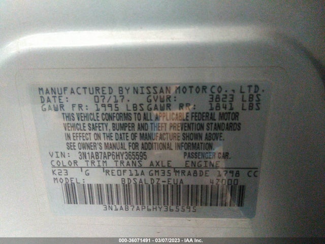 Nissan SENTRA SV 2017 3N1AB7AP6HY365595 Image 10