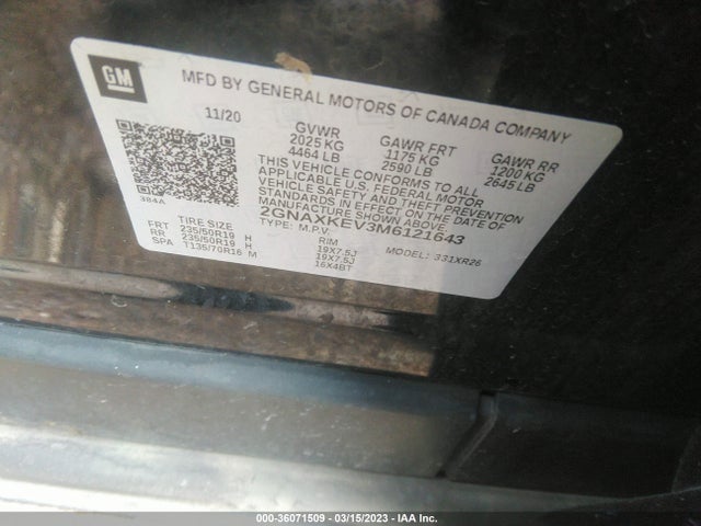 Chevrolet EQUINOX LT 2021 2GNAXKEV3M6121643 Image 9