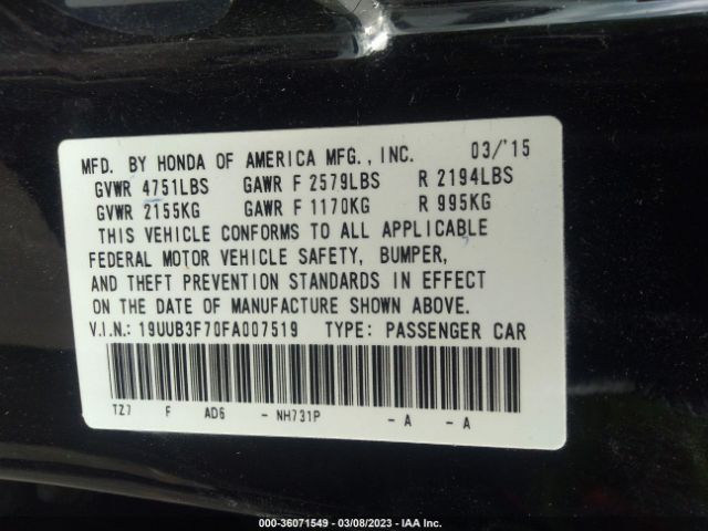 19UUB3F70FA007519 Acura Tlx V6 Advance