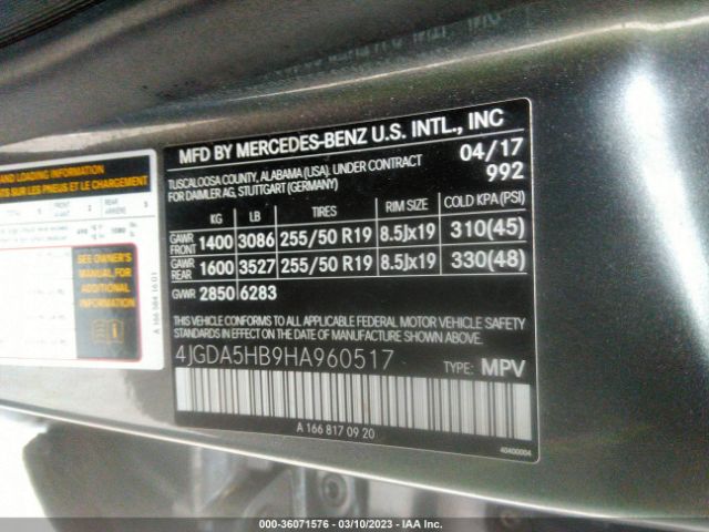 4JGDA5HB9HA960517 Mercedes-Benz Gle Gle 350