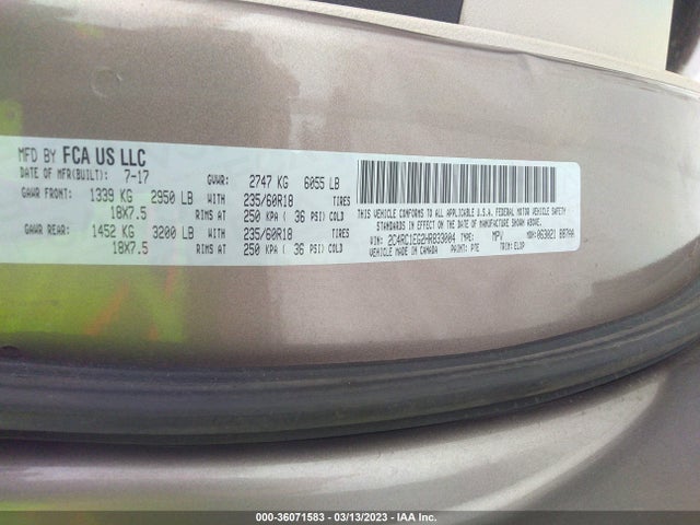 Chrysler Pacifica Touring-l Plus 2017 2C4RC1EG2HR833004 Image 9