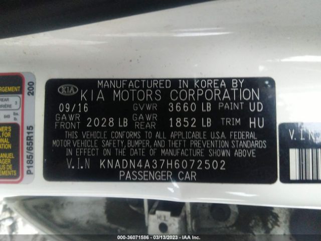 KNADN4A37H6072502 KIA RIO EX