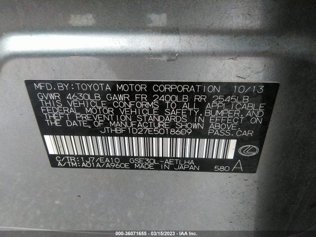 Lexus IS 250 2014 JTHBF1D27E5018609 Image 10