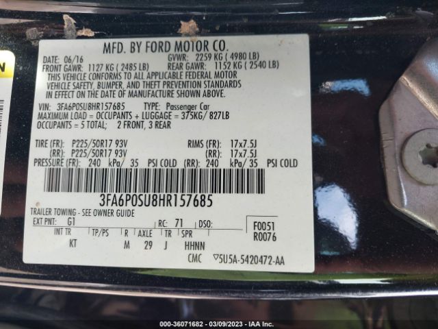 3FA6P0SU8HR157685 Ford Fusion Energi Titanium/platinum