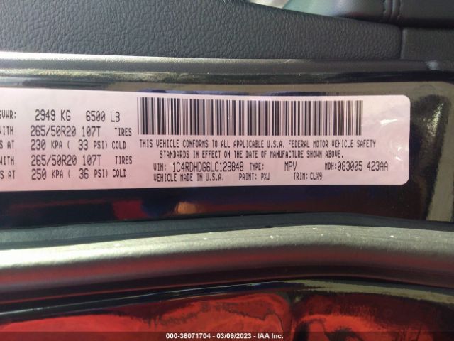 1C4RDHDG6LC129848 Dodge DURANGO GT