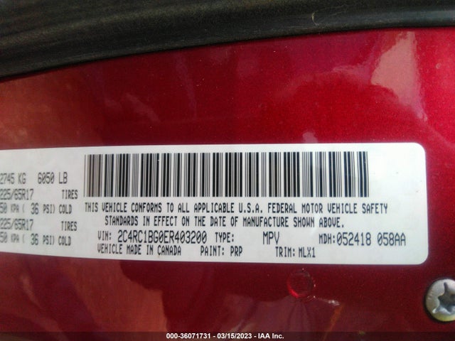 2C4RC1BG0ER403200 Chrysler Town & Country Touring