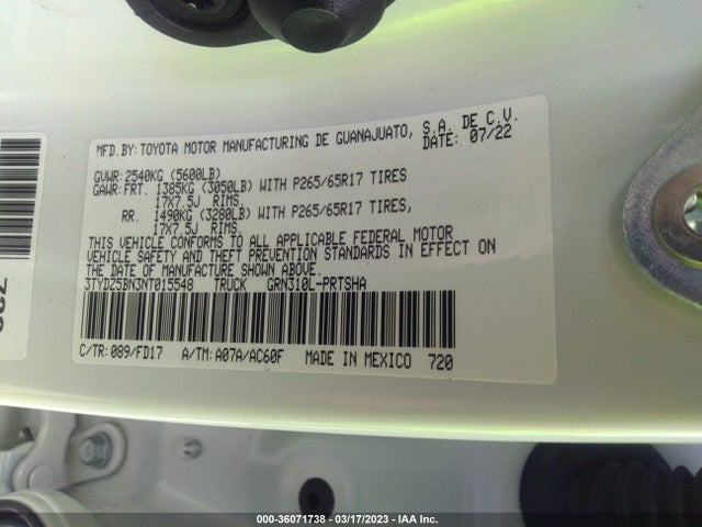 Toyota Tacoma 4wd Sr5/trd Sport 2022 3TYDZ5BN3NT015548 Image 9