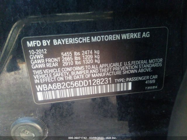 WBA6B2C56DD128231 BMW 6 Series 650i