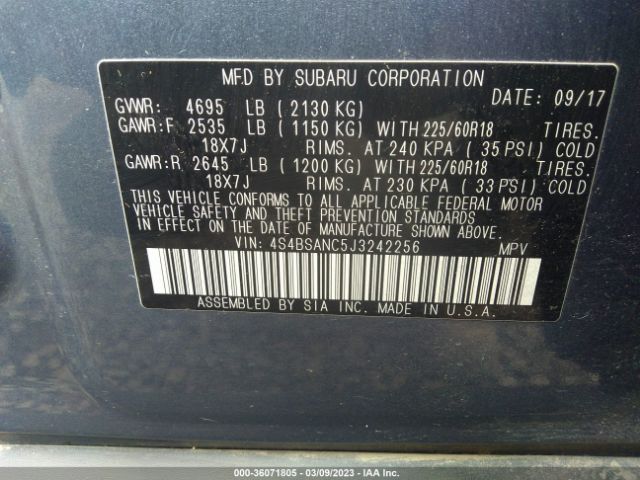 4S4BSANC5J3242256 Subaru Outback Limited
