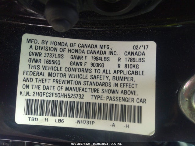 Honda Civic Sedan Lx 2017 2HGFC2F50HH525732 Image 10