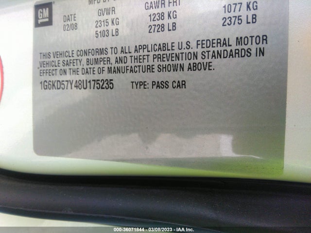1G6KD57Y48U175235 Cadillac Dts W/1sd