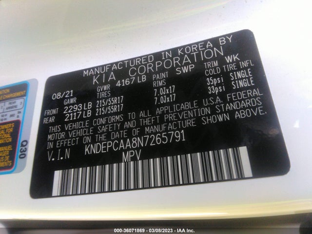 2022 KIA SELTOS LX VIN: KNDEPCAA8N7265791