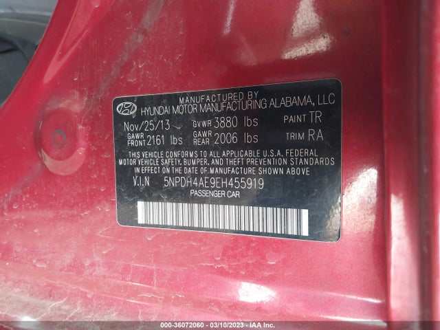 Hyundai ELANTRA SE 2014 5NPDH4AE9EH455919 Image 10