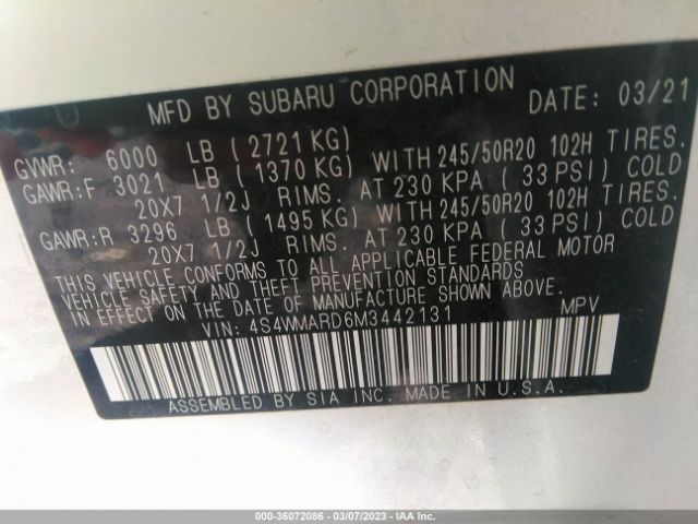4S4WMARD6M3442131 Subaru Ascent Touring