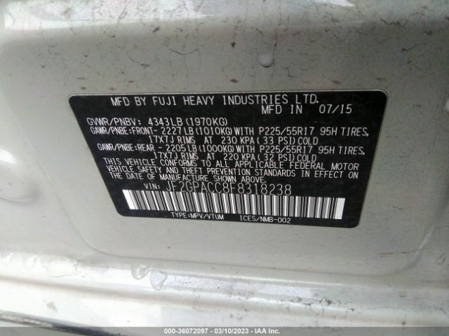 JF2GPACC8F8318238 Subaru Xv Crosstrek Premium