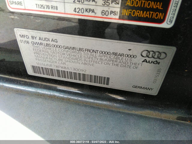WAUNF78P88A130092 Audi A3