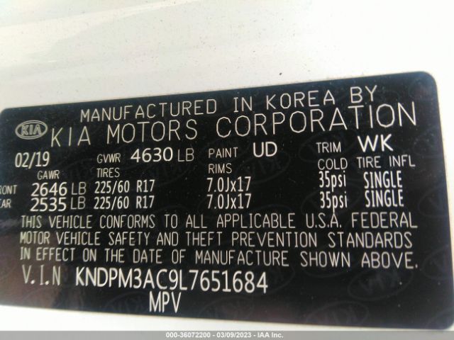 KNDPM3AC9L7651684 KIA Sportage Lx