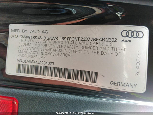 Audi A4 Premium Plus 2018 WAULMAF44JA234023 Image 9