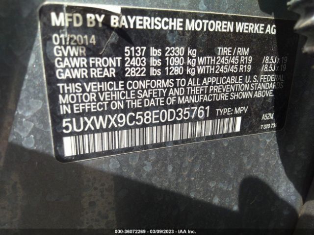 5UXWX9C58E0D35761 BMW X3 Xdrive28i