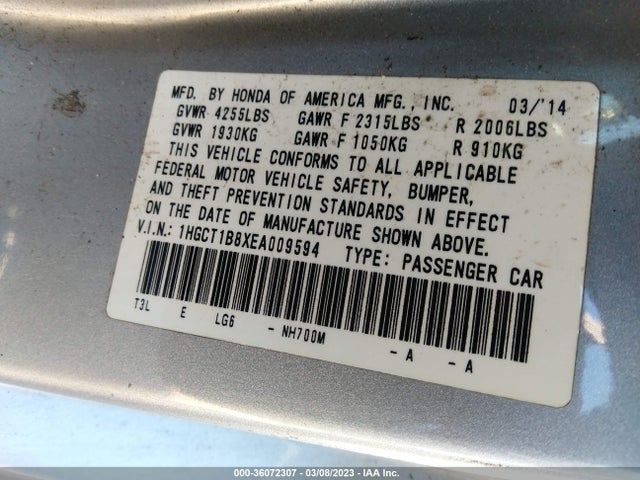 Honda Accord Coupe Ex-l 2014 1HGCT1B8XEA009594 Image 9