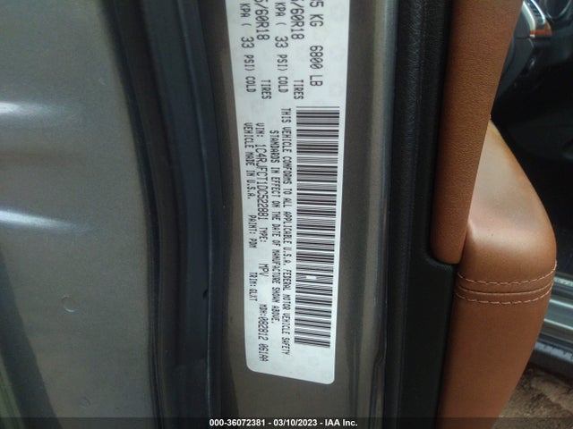 2013 JEEP GRAND CHEROKEE OVERLAND VIN: 1C4RJFCT1DC522881