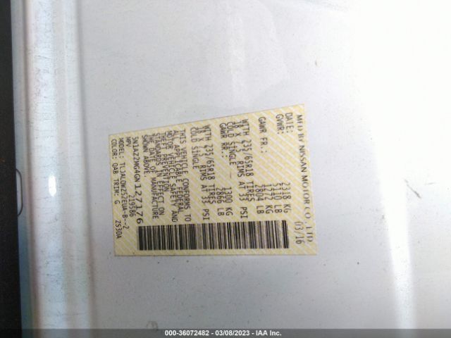 5N1AZ2MG4GN127176 Nissan MURANO SV