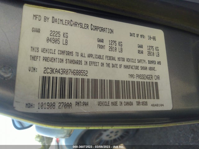 Chrysler 300 2007 2C3KA43R07H688552 Image 10