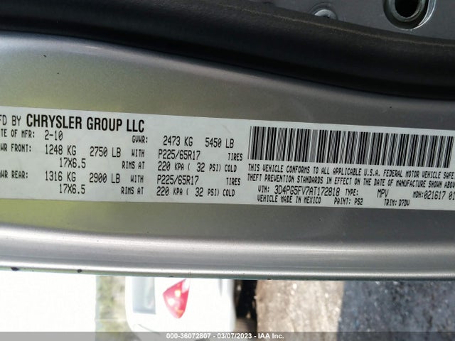 Dodge Journey Sxt 2010 3D4PG5FV7AT172818 Image 9