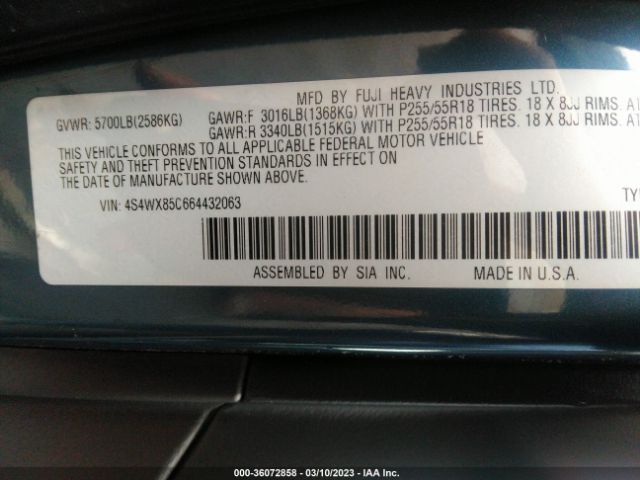 4S4WX85C664432063 Subaru B9 Tribeca 7-pass Ltd
