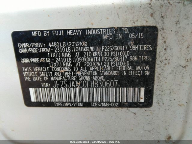 JF2SJAAC0FH830607 Subaru Forester 2.5i