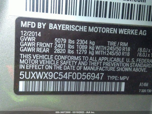 5UXWX9C54F0D56947 BMW X3 Xdrive28i