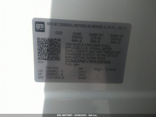 Chevrolet EQUINOX LS 2022 3GNAXHEV3NS169424 Image 9