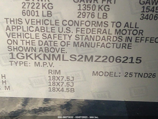 GMC ACADIA SLT 2021 1GKKNMLS2MZ206215 Image 9