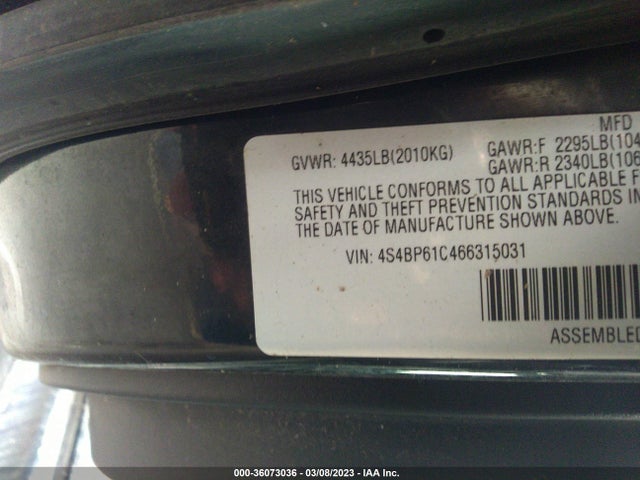 2006 SUBARU LEGACY WAGON OUTBACK 2.5I VIN: 4S4BP61C466315031